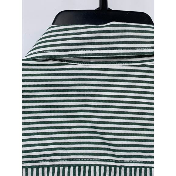 GAP Women's Green-White Striped Ruffle Hem Button-Up Long Sleeve Top SZ S - Picture 6 of 10